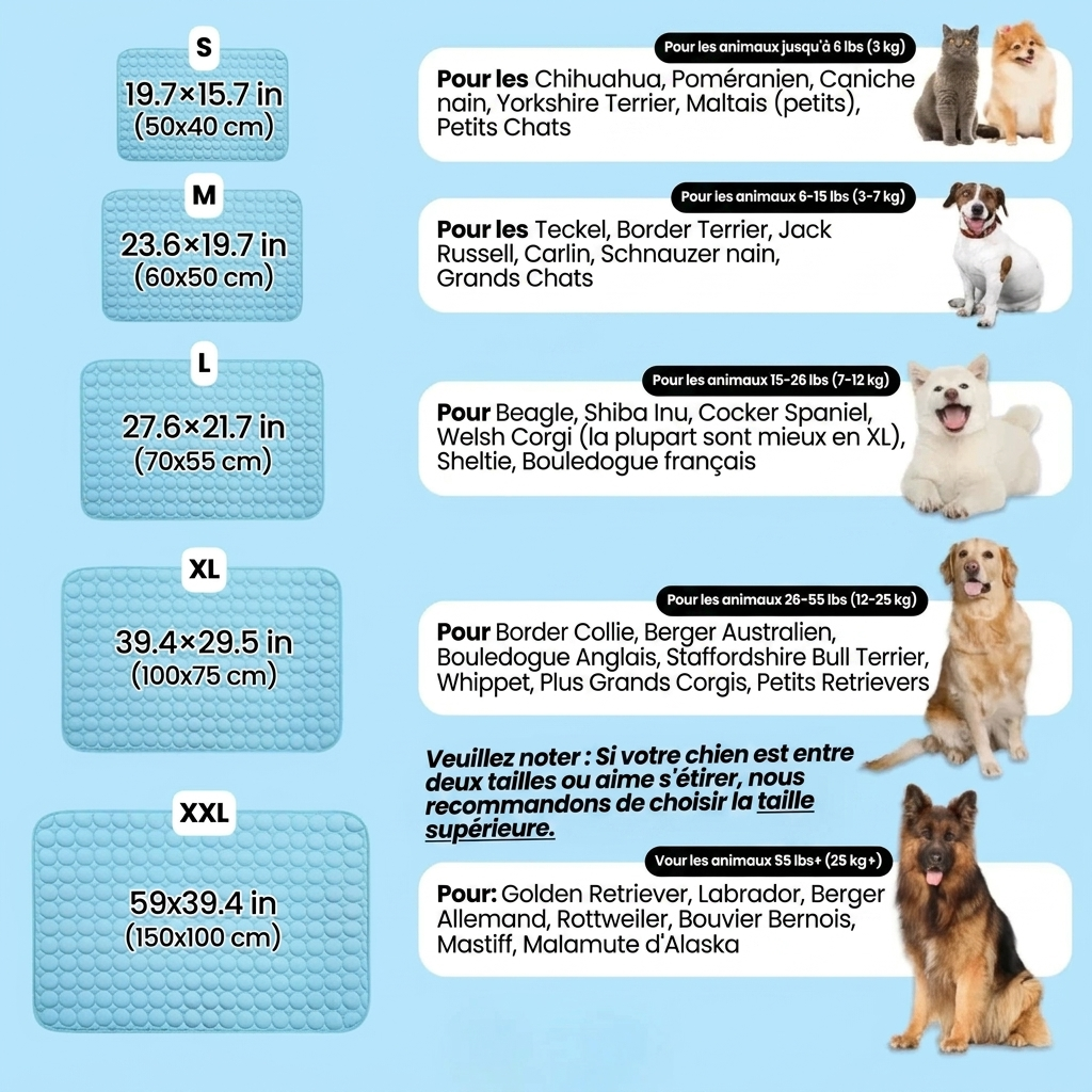 Tapis rafraîchissant pour chien Icynap en tissu ice-silk à refroidissement continu